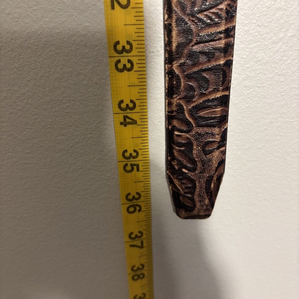 Sandy Duftler Designs Embossed Genuine Leather Belt, Western Design - Picture 4 of 8